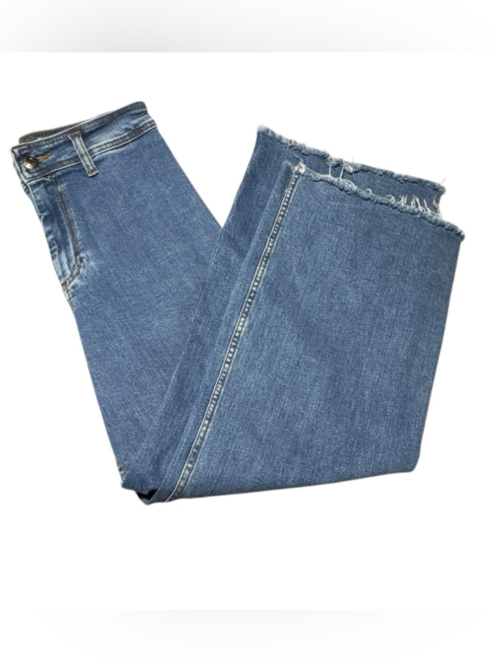 Zara Jeans High Rise Wide Leg Denim Size 6 Distressed Frayed Y2K, 90’s Capsule - Picture 5 of 13